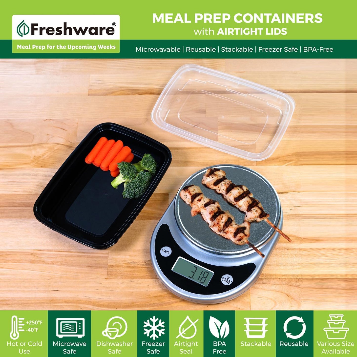 FR-124X50BK-B Bento | 1-Comp | 24 oz | 50 Pack | Black