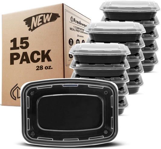 FR-128X15BK-A Bento | 1-Comp | 28 oz | 15 Pack | Black