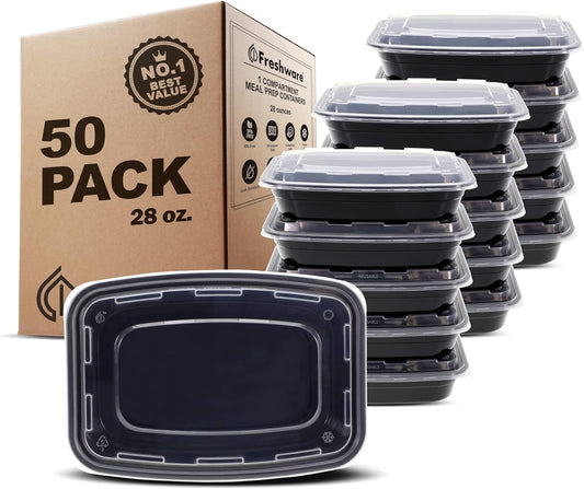 FR-128X50BK-C | Bento | 1-Comp | 28 oz | 50 Pack | Black