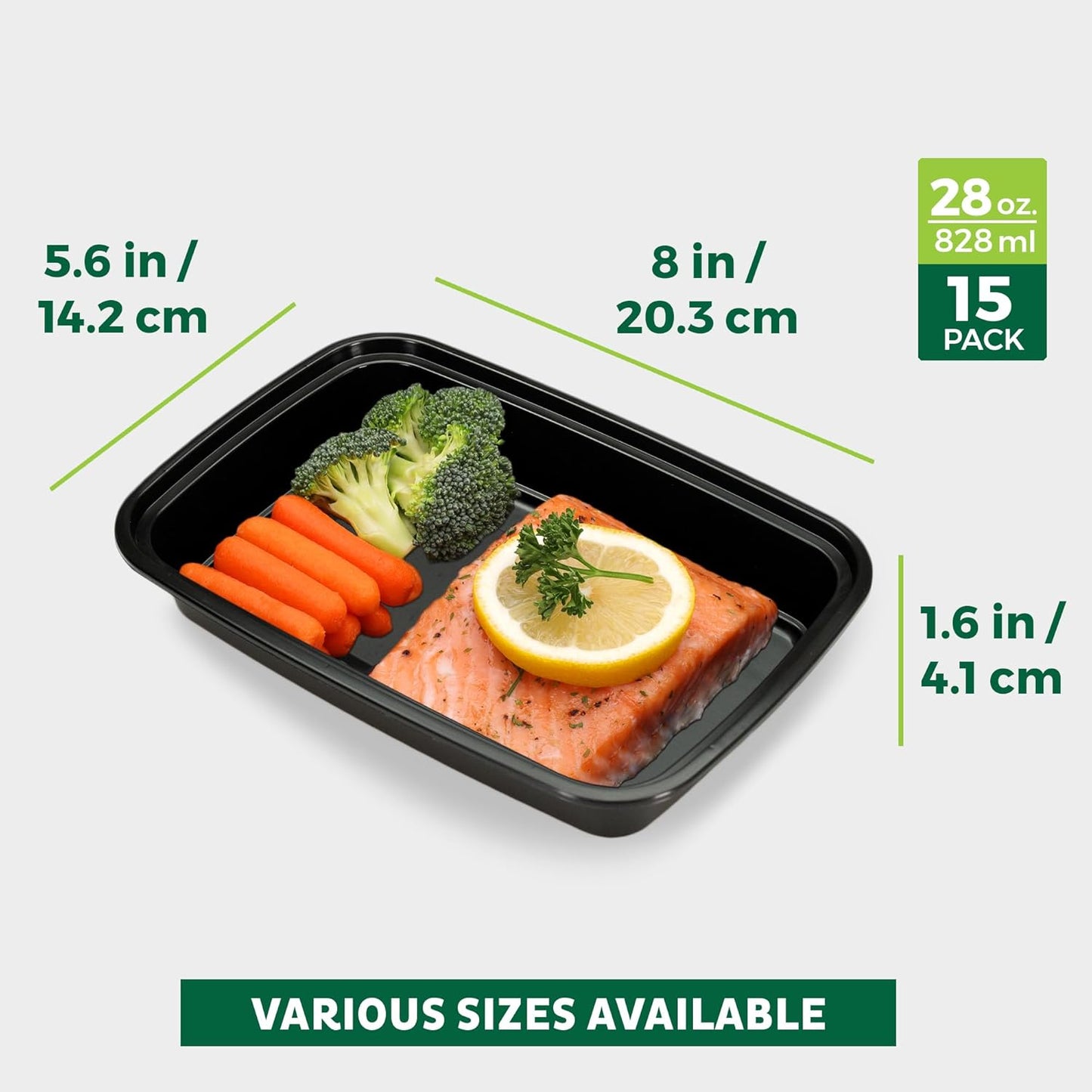 FR-128X15BK-A Bento | 1-Comp | 28 oz | 15 Pack | Black