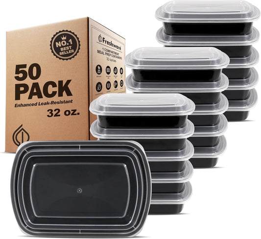 Bento | 1-Comp | 32 oz | 50 Pack | Black
