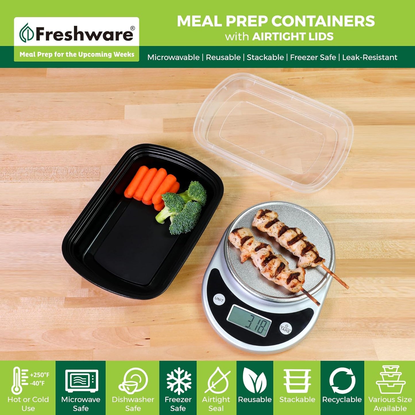FR-138X45BK   |   Bento Box | 1 Compartment | 38oz | 45Pack