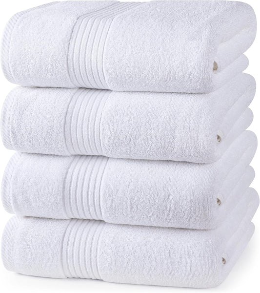 Pure Bedding Towels 4 Pack Bath Towels Set, (27 x 54 Inches) 100% Ring Spun Cotton, Quick Dry, Highly Absorbent, Soft Feel Towels, Perfect for Daily Use