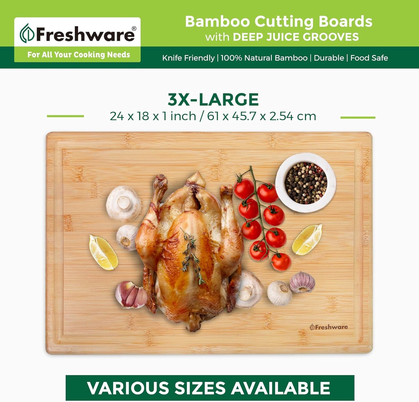BC-230XL Cutting Board | Bamboo | 3XL | 24" x 18"