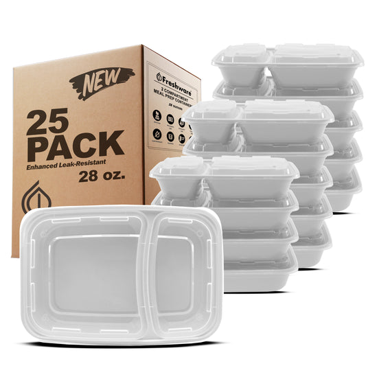 FR-228X25GR | Meal Prep Containers | 2-Comp | 28oz | 25PK