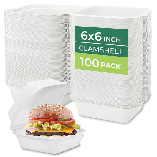 Clamshell Food Containers | 1-Comp | 6x6 | 100pk